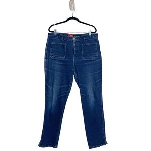 Chaps Denim Jeans Front Patch Pockets Zipper Detail at Ankle Blue Size 14